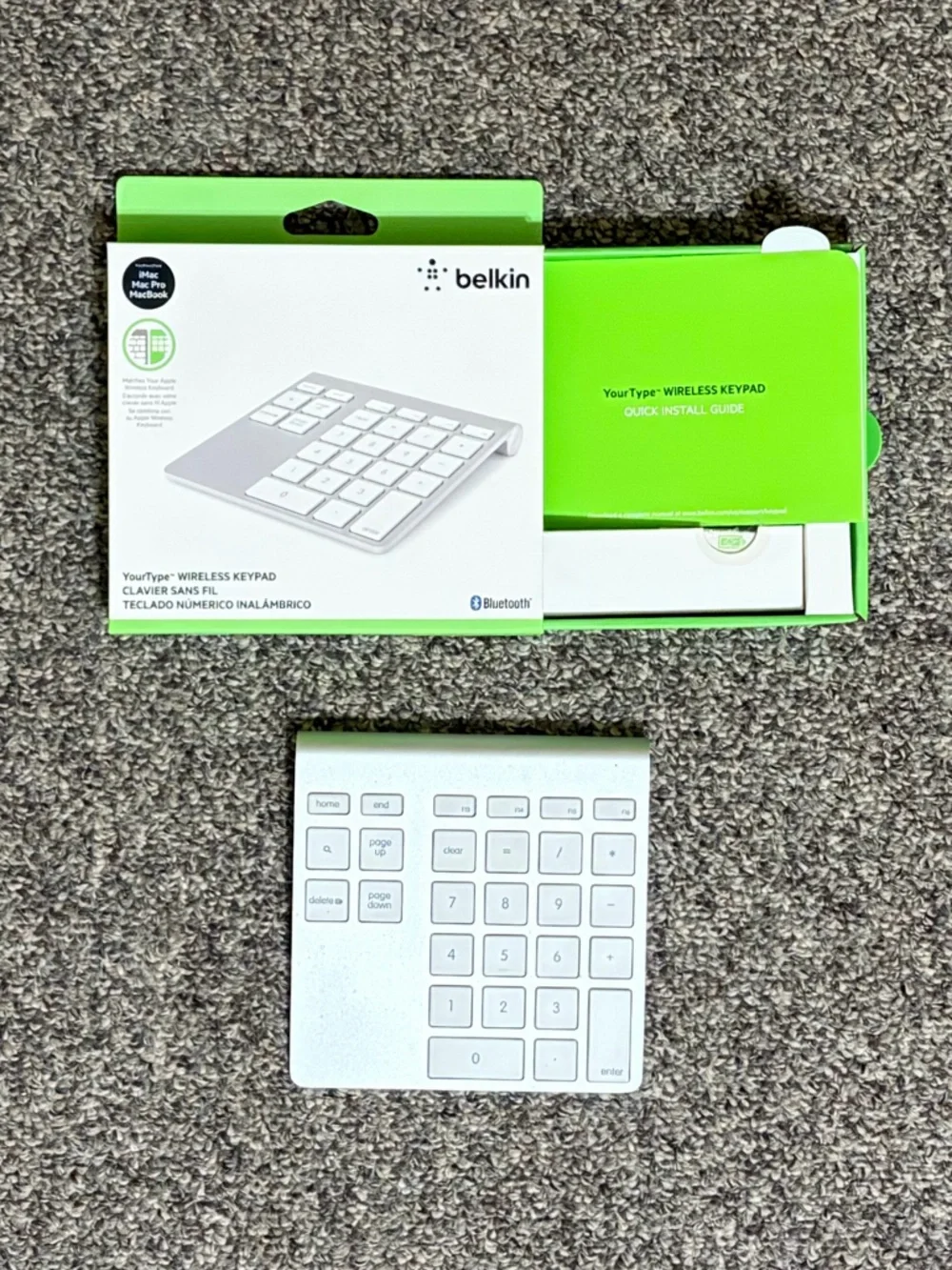 Belkin Silver Wireless Numeric Keypad with White Keys